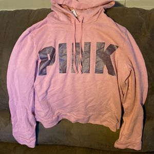 “Pink” crop top hoodie